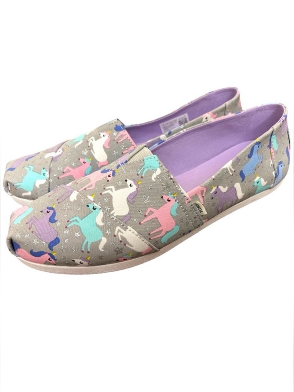 Toms Alpargata Light Gray Unicorn Sparkle Shoes Size 8.5